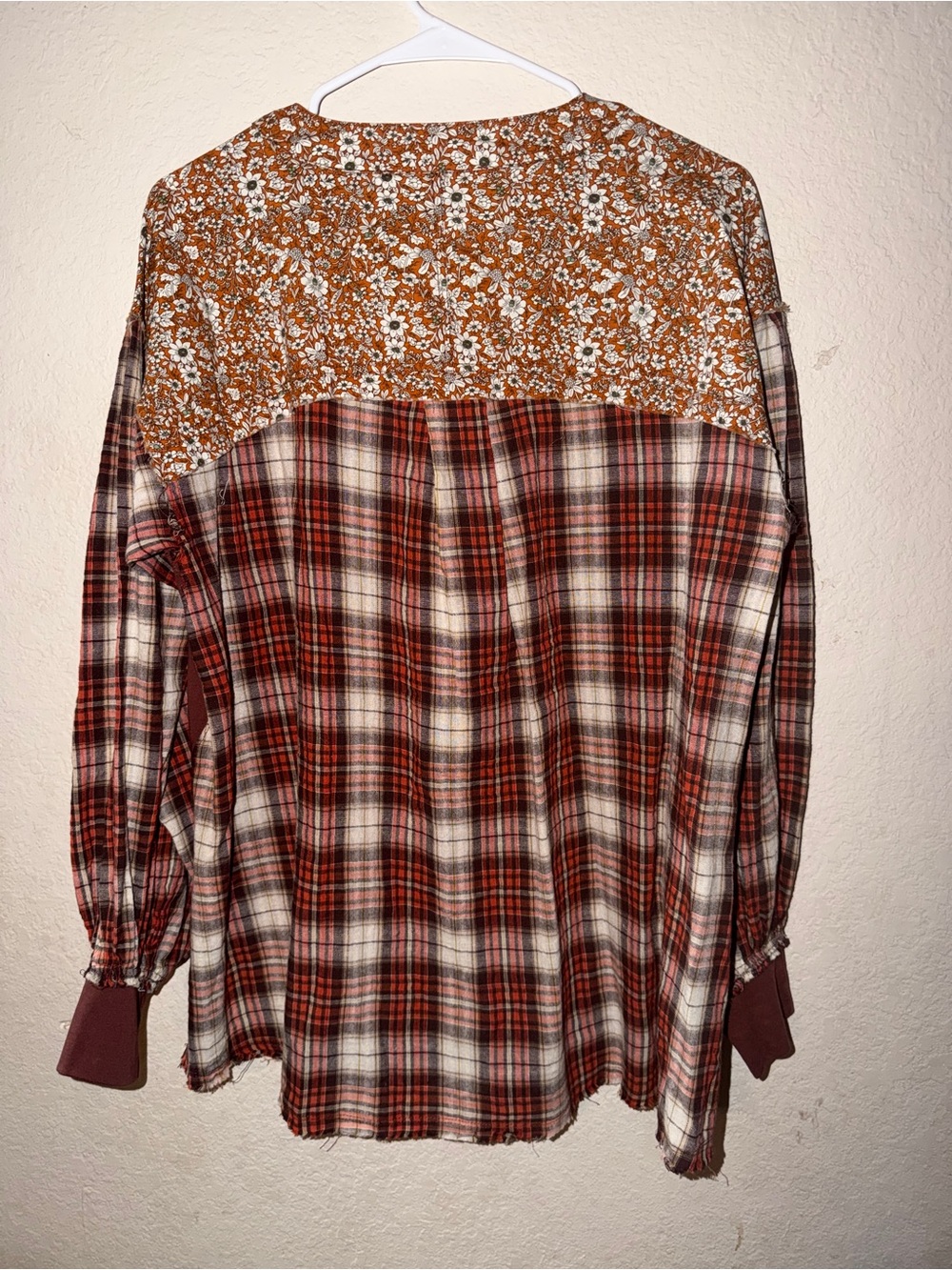 Three Bird Nest Rust Patchwork Floral V-Neck Tunic - Picture 4 of 5